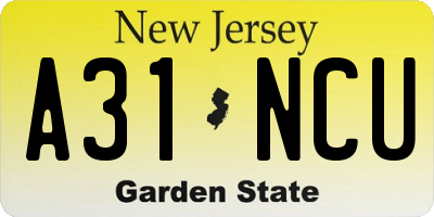 NJ license plate A31NCU