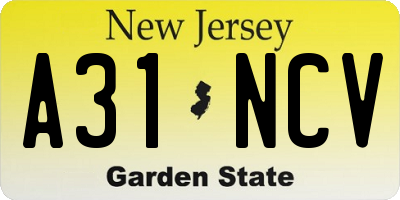 NJ license plate A31NCV