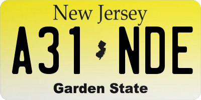 NJ license plate A31NDE