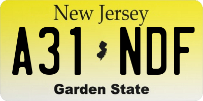 NJ license plate A31NDF