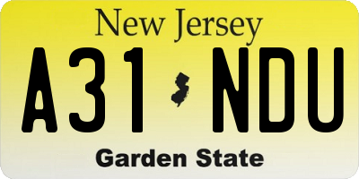 NJ license plate A31NDU