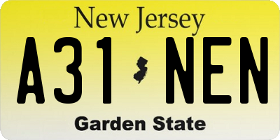 NJ license plate A31NEN