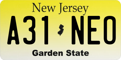 NJ license plate A31NEO