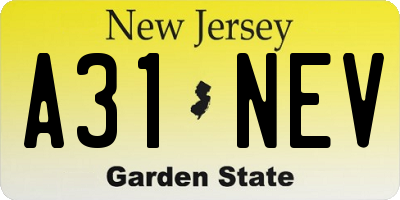 NJ license plate A31NEV