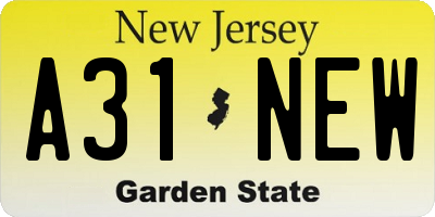 NJ license plate A31NEW
