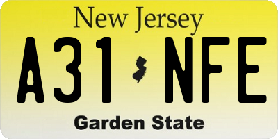 NJ license plate A31NFE