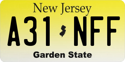 NJ license plate A31NFF