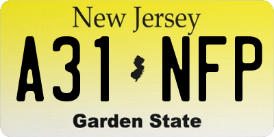 NJ license plate A31NFP