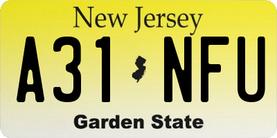 NJ license plate A31NFU