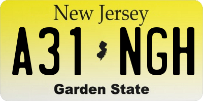 NJ license plate A31NGH