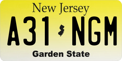 NJ license plate A31NGM