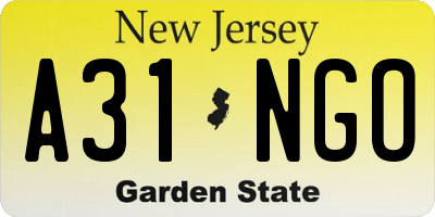 NJ license plate A31NGO