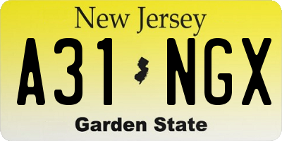 NJ license plate A31NGX