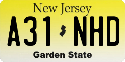 NJ license plate A31NHD