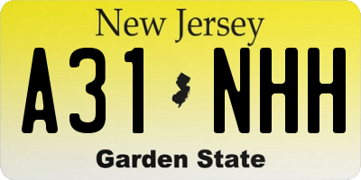 NJ license plate A31NHH