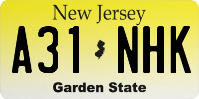 NJ license plate A31NHK