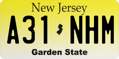 NJ license plate A31NHM