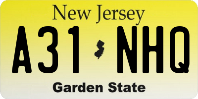 NJ license plate A31NHQ