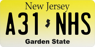NJ license plate A31NHS