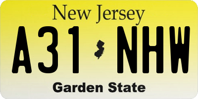 NJ license plate A31NHW