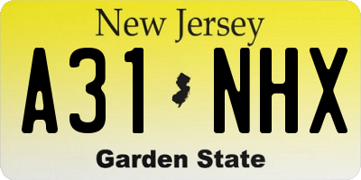 NJ license plate A31NHX