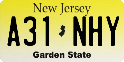 NJ license plate A31NHY