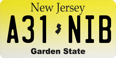 NJ license plate A31NIB