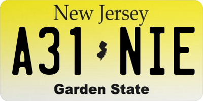 NJ license plate A31NIE