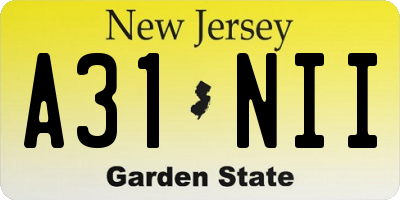 NJ license plate A31NII