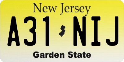 NJ license plate A31NIJ