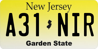 NJ license plate A31NIR