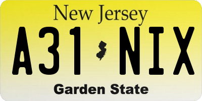 NJ license plate A31NIX