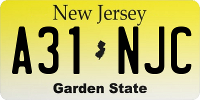 NJ license plate A31NJC