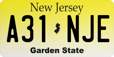NJ license plate A31NJE