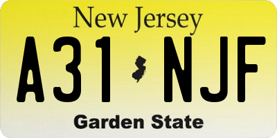 NJ license plate A31NJF