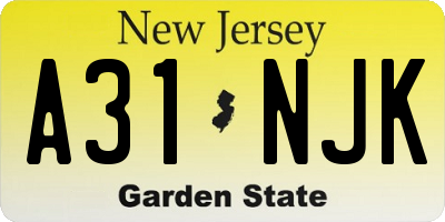 NJ license plate A31NJK