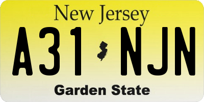 NJ license plate A31NJN