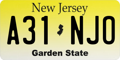 NJ license plate A31NJO