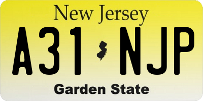 NJ license plate A31NJP