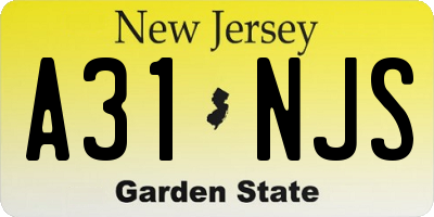 NJ license plate A31NJS