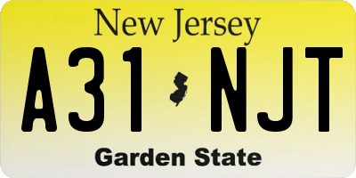 NJ license plate A31NJT