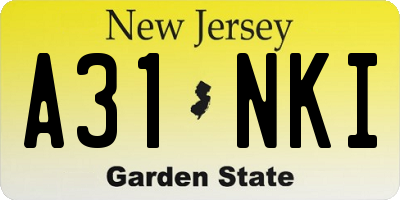 NJ license plate A31NKI