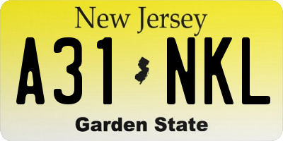 NJ license plate A31NKL