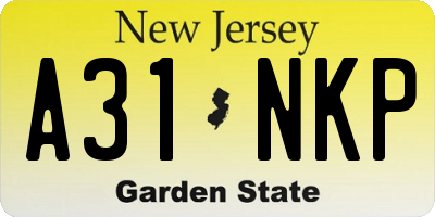 NJ license plate A31NKP