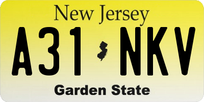 NJ license plate A31NKV