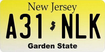 NJ license plate A31NLK