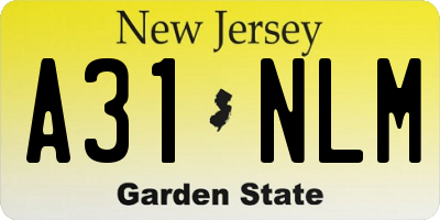 NJ license plate A31NLM