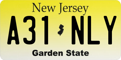 NJ license plate A31NLY