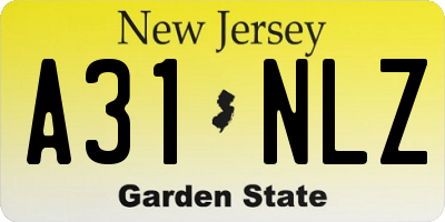 NJ license plate A31NLZ