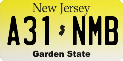 NJ license plate A31NMB